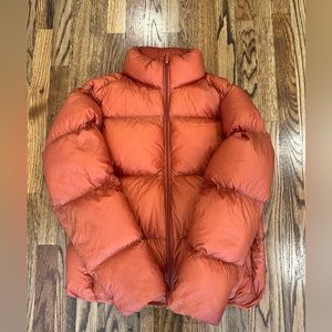 Uniqlo Men’s Ultra Light Down Jacket Puffer Full Zip No Hood Orange Size Medium